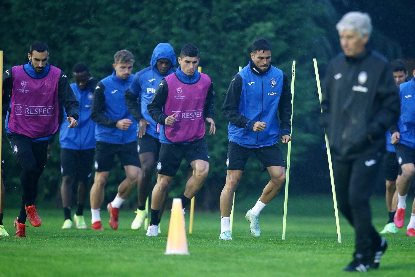 L'allenamento dell'Atalanta per la sfida di Champions League contro il Manchester United del 2021