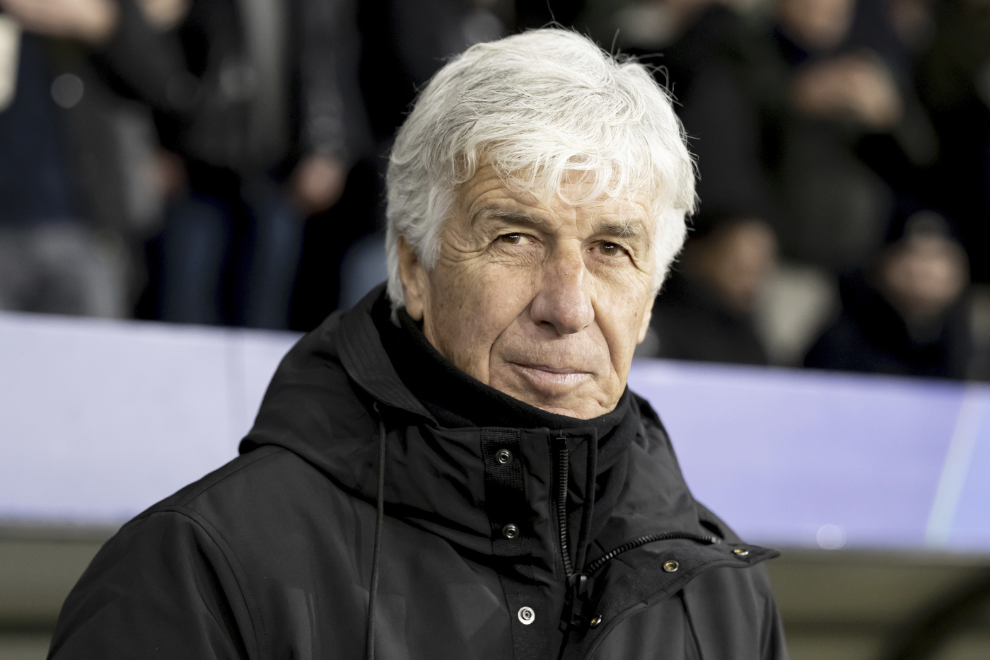 Il tecnico dell'Atalanta Gian Piero Gasperini a bordo panchina per la trasferta di Champions League con lo Young Boys